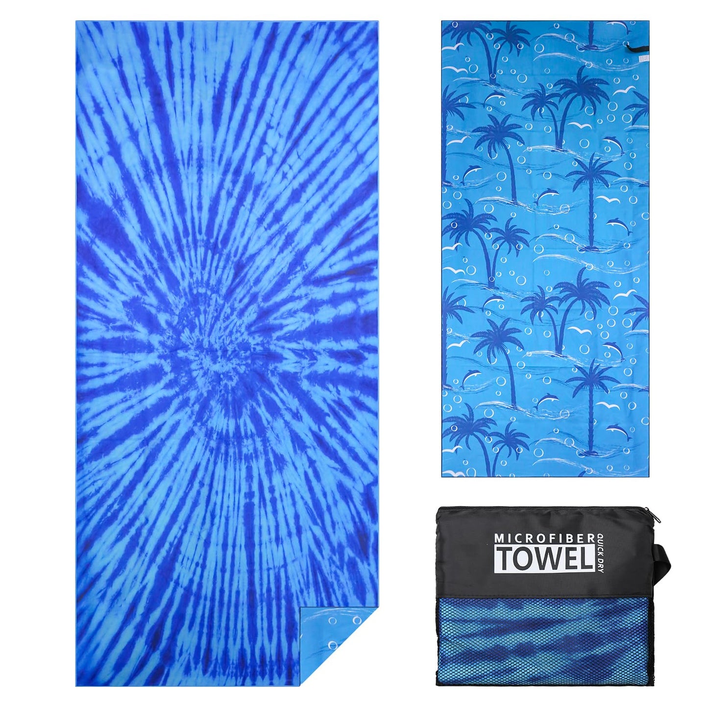 Vorvowry Microfibre Beach Towels for Adults Women Men Extra Large Lightweight Quick Dry Sand Free Travel Towel Double Sided Printing for Swim Sports