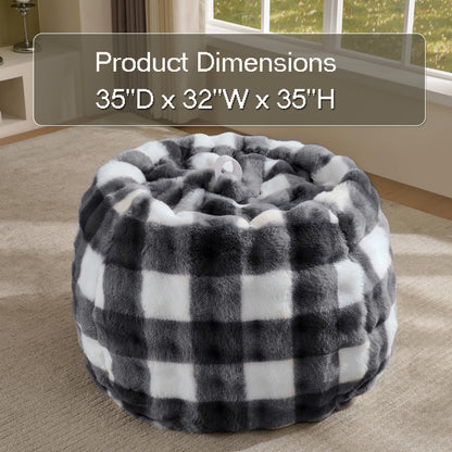 Fluffy Faux Rabbit Fur Bean Bag Chair CoverNo Filler,Cozy Shaggy Bubble Stuffed Animal Storage Large Bean Bag Cover for Bedroom Living Room,Fuzzy