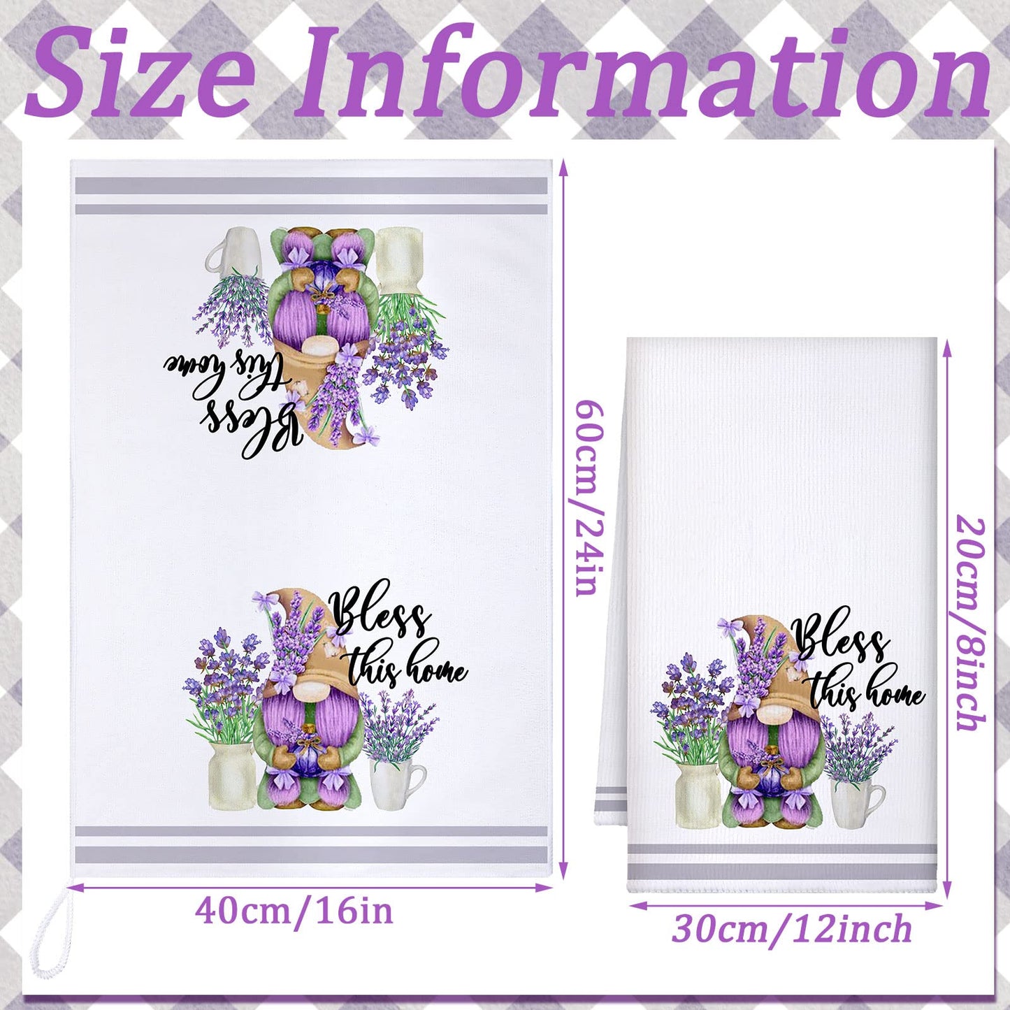 Boyiee Set of 6 Lavender Kitchen Towels Purple Floral Dishtowels Rustic Absorbent Purple Tea Hand Towels 24 x 16 Inches Lavender Lover Gifts for