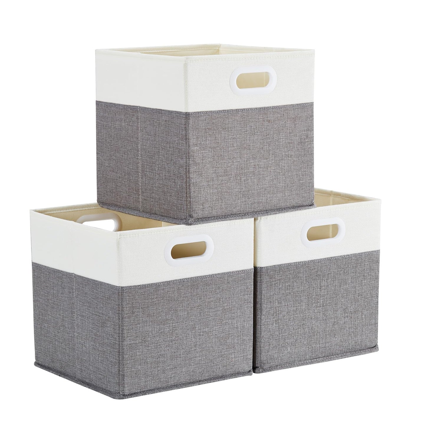 Mangata Cube Storage Boxes 25x25x25cm, Grey Cream White, 3Pcs