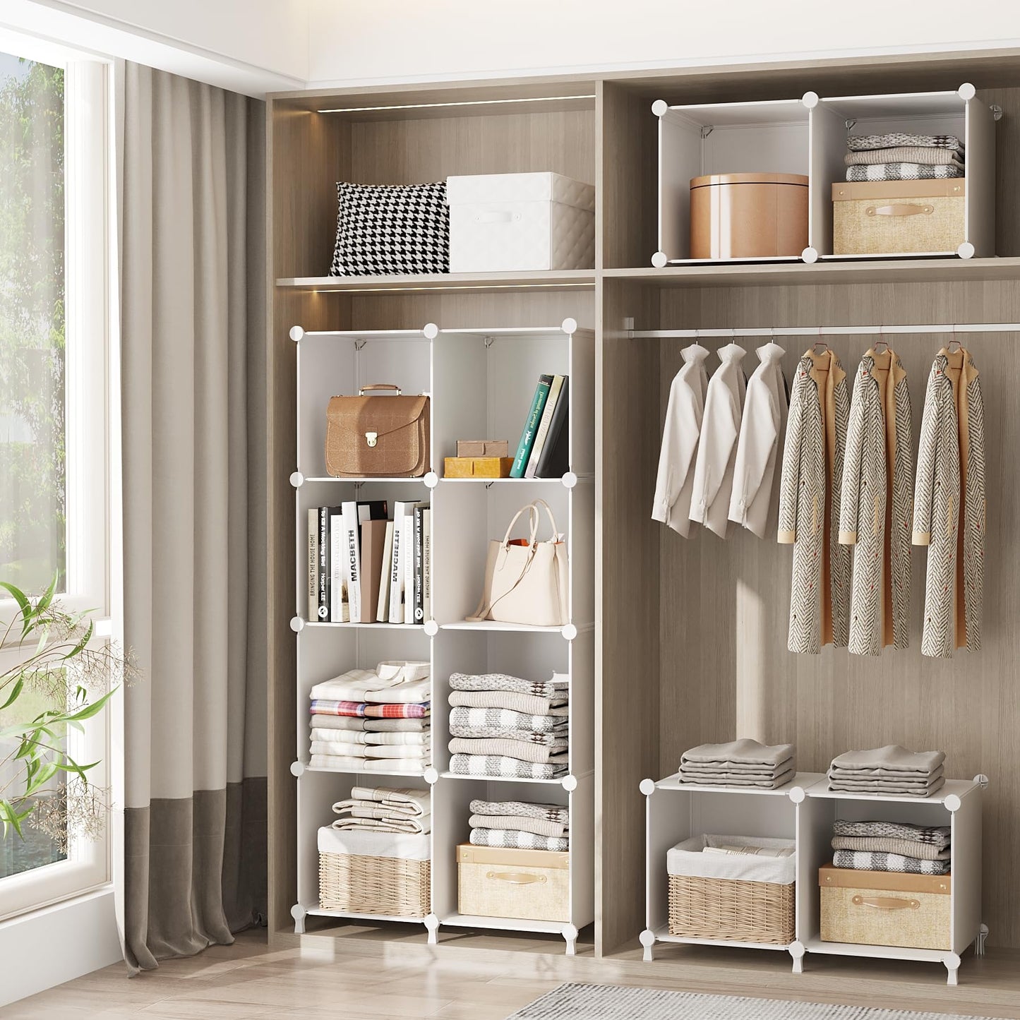 AWTATOS Cube Storage Organizer,Bookcase,16 Cube Closet Organizer,White