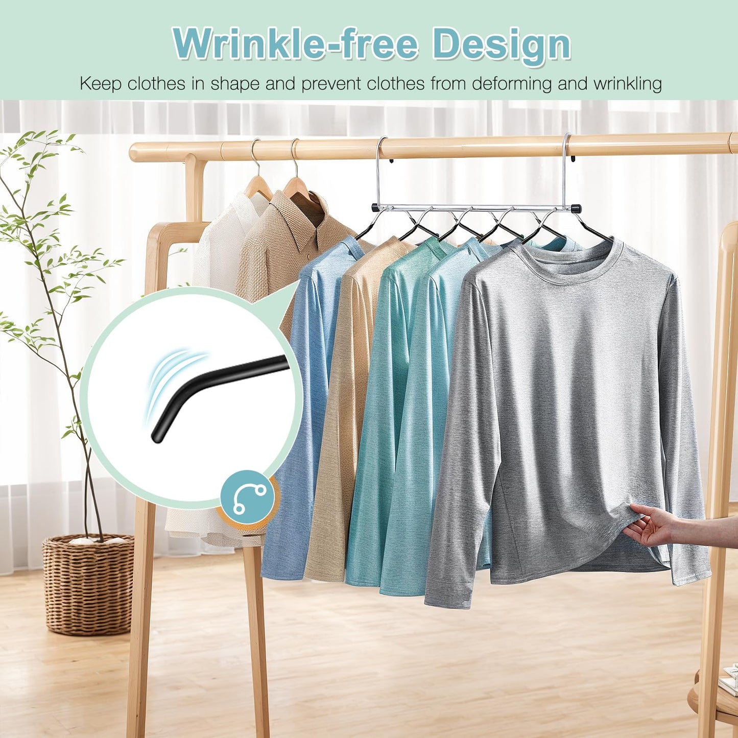 2 Pack Coat Hangers Space Saving, 5-Tier Non Slip Shirt Hanger