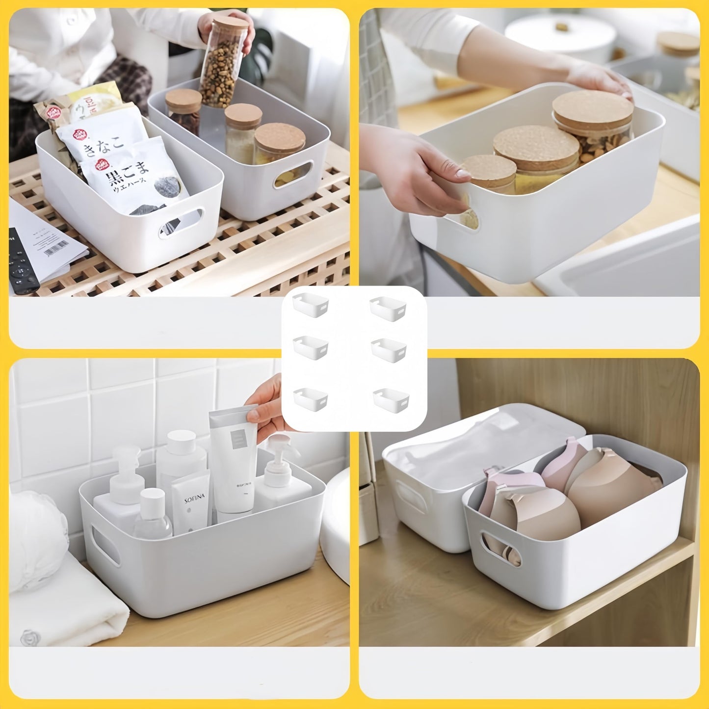 YisheenHome storage baskets plastic basket with Handles for Multifunctional Home Storage and cupboard organiser ,bathroom storage boxes, Toys, Office