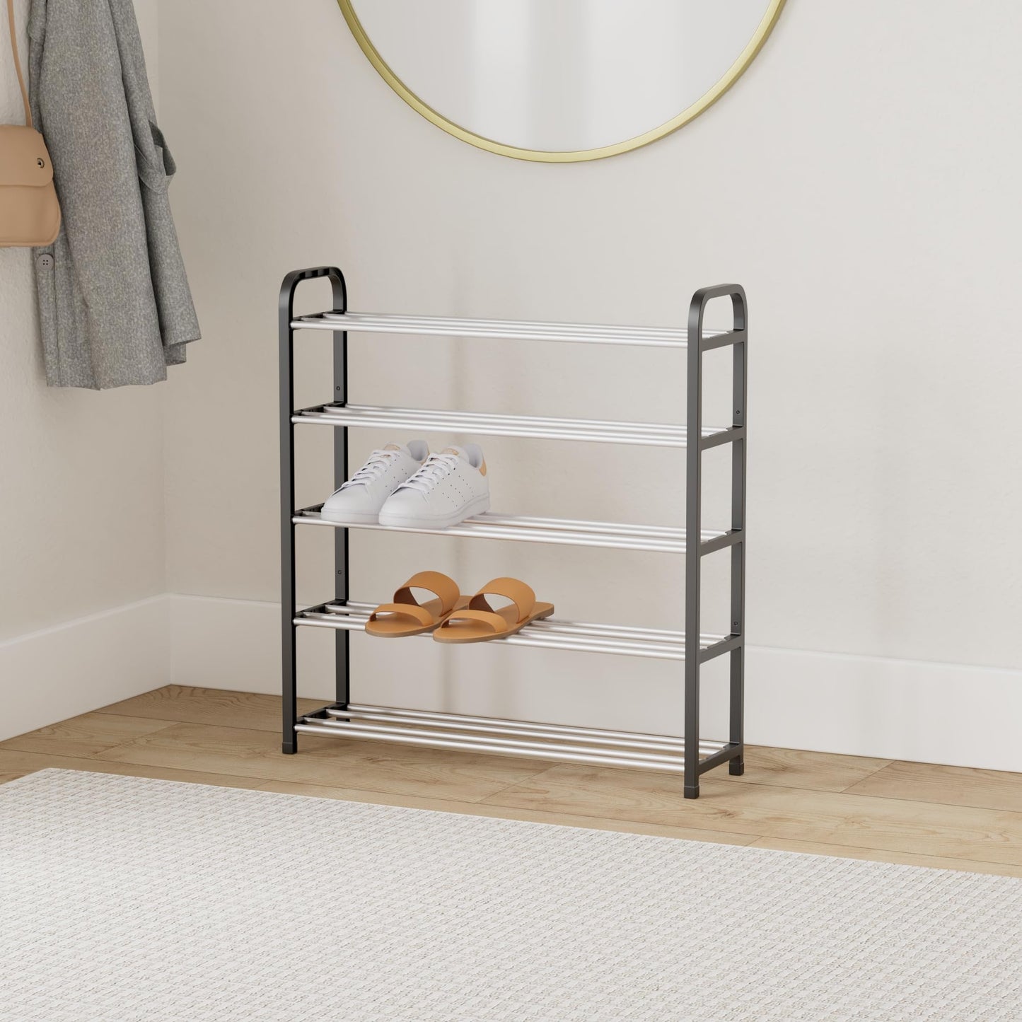 1ABOVE 5 Tier Heavy Duty Shoe Rack Organiser, Black