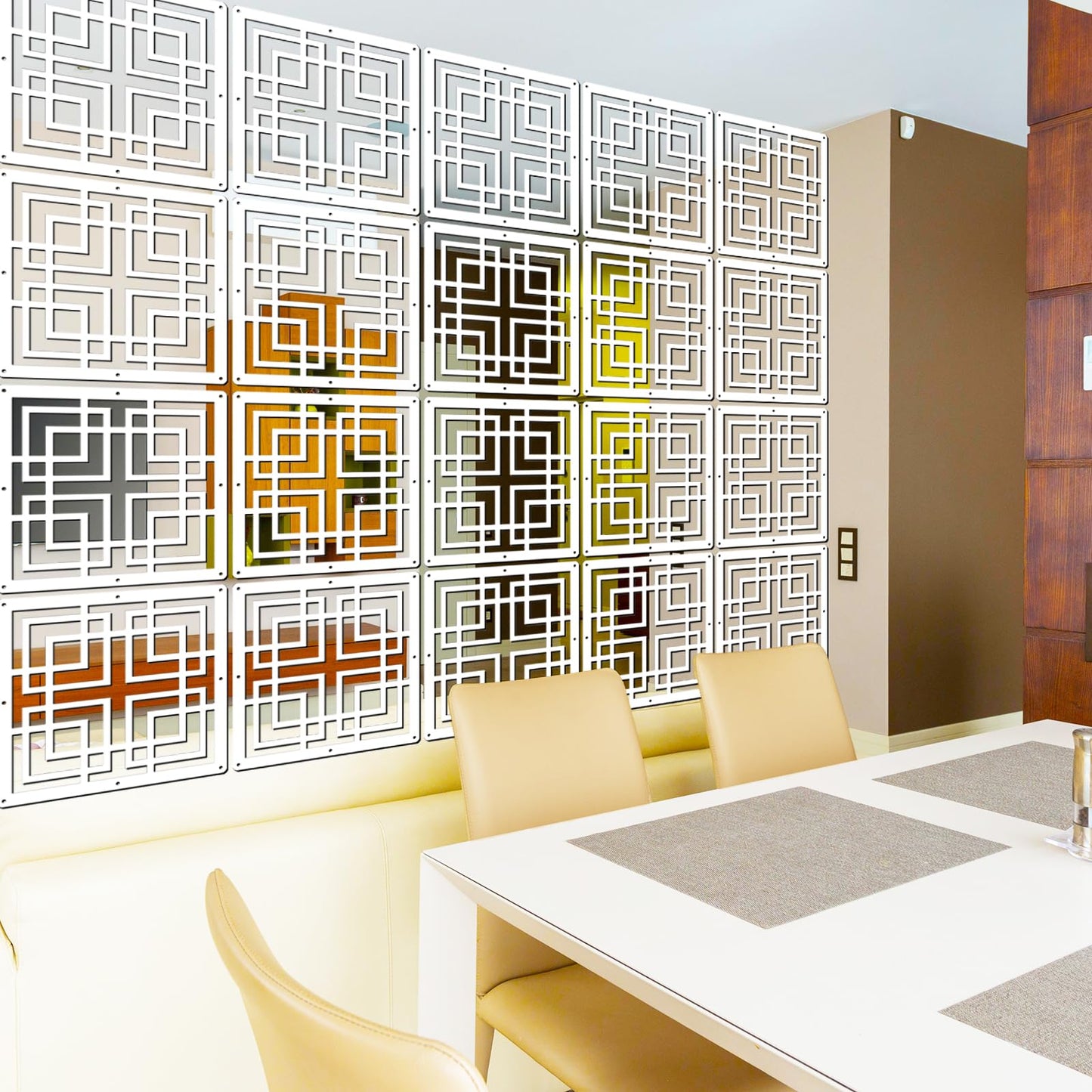 PKEPJ Room Dividers Hanging Wood Plastic Panels Wall Dividers Home Office Decoration 10 Pieces (White 06)