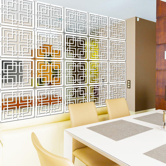 PKEPJ Room Dividers Hanging Wood Plastic Panels Wall Dividers Home Office Decoration 10 Pieces (White 06)