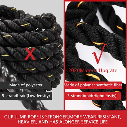 Heavy Jump Ropes for Fitness 5LB, Weighted Adult Skipping Rope Exercise Battle Ropes for Men & Women, Total Body Workouts, Power Training in Gym to