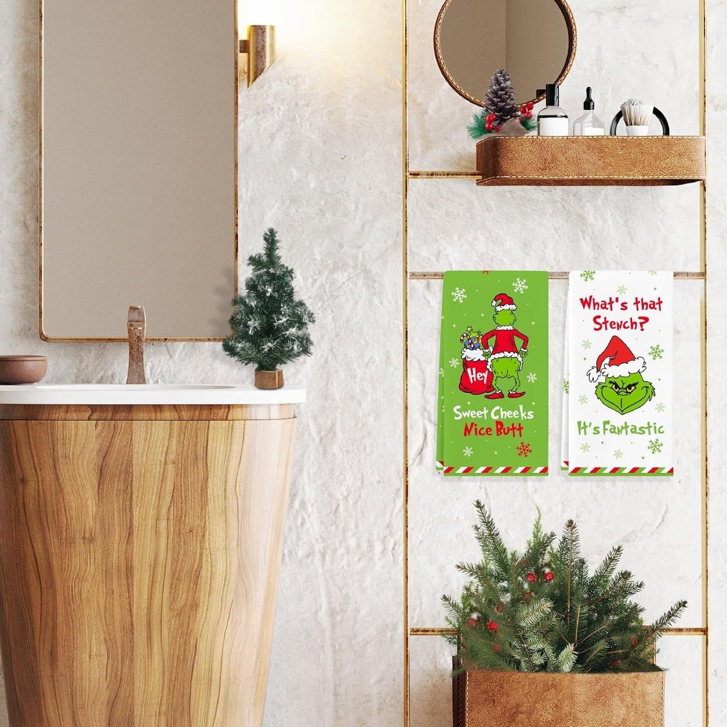 VITEVER Christmas Hand Towels Decorations, Decorative Christmas Kitchen Towels Dish Towels Decorations, Drying Towels Set Gift for Bathroom