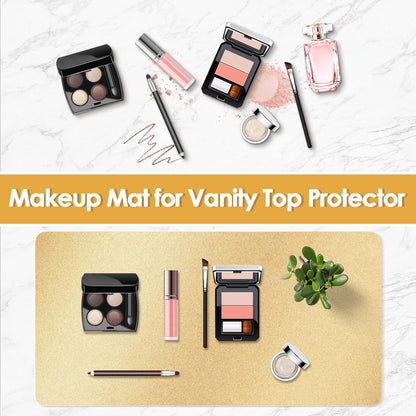 Dressing Table Mat Protector for Makeup Vanity, 80x40cm, Gold and Pink