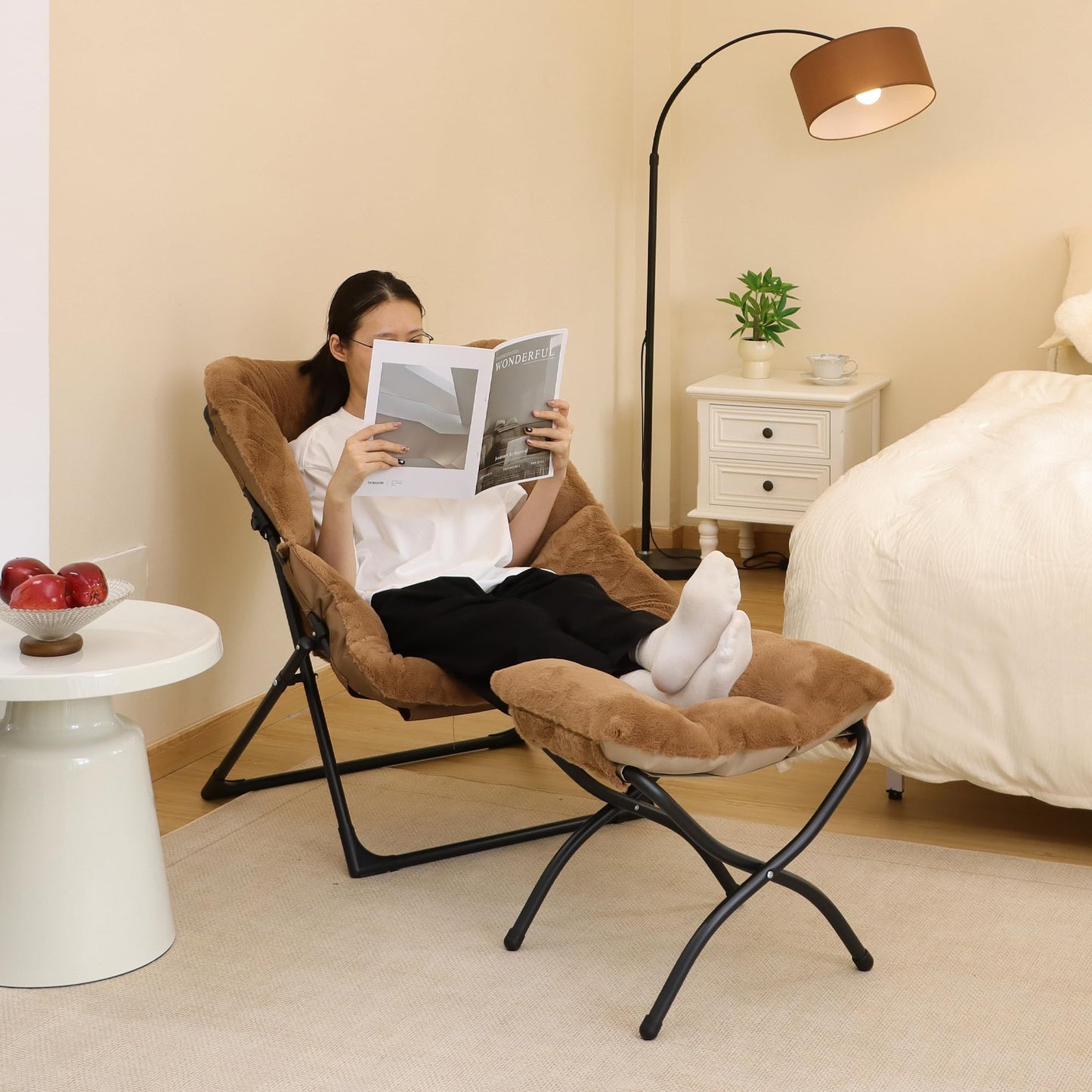 Mordchil EU 15"(H) Folding Ottoman, Foldable Footrest Stool, Portable Small Foot Stool for Couch, Collapsible Foot Rest Ottoman for Sofa