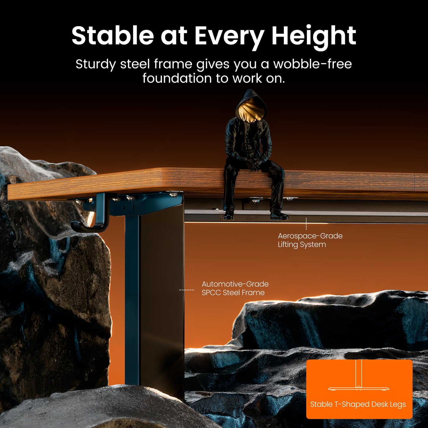 ErGear Electric Standing Desk 120 x 60cm 4 Memory with Splice Board