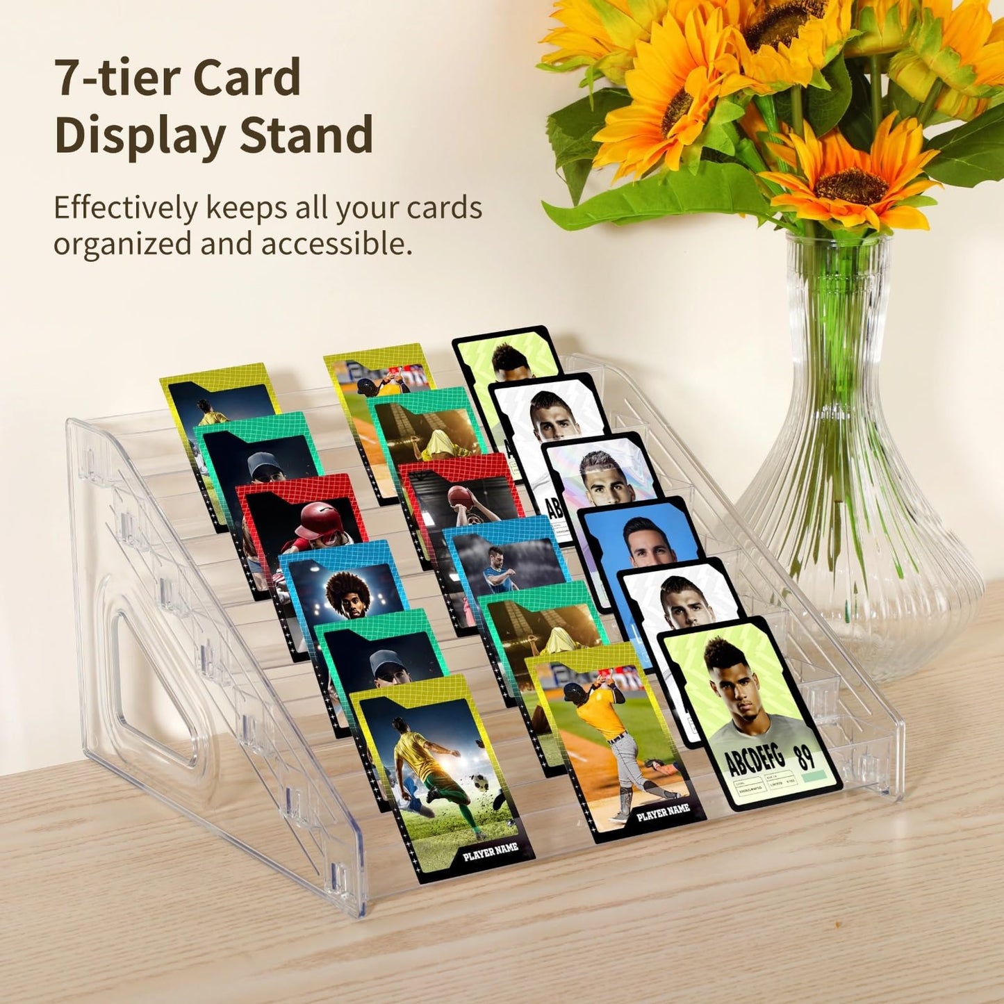 SWEWARM 2 Pcs 7 Tier Acrylic Card Display Stands, Clear Rack Holders for Trading, Business, and Greeting Cards