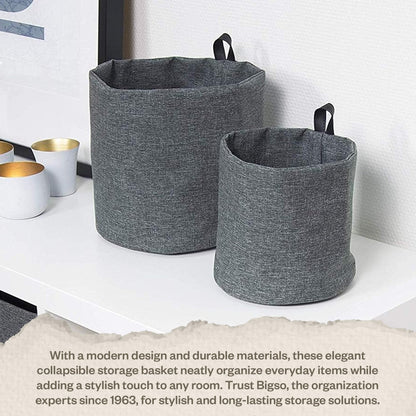 Bigso Box of Sweden Hanging Basket Storage - Round Wall Storage Box with Loop and Linen Look