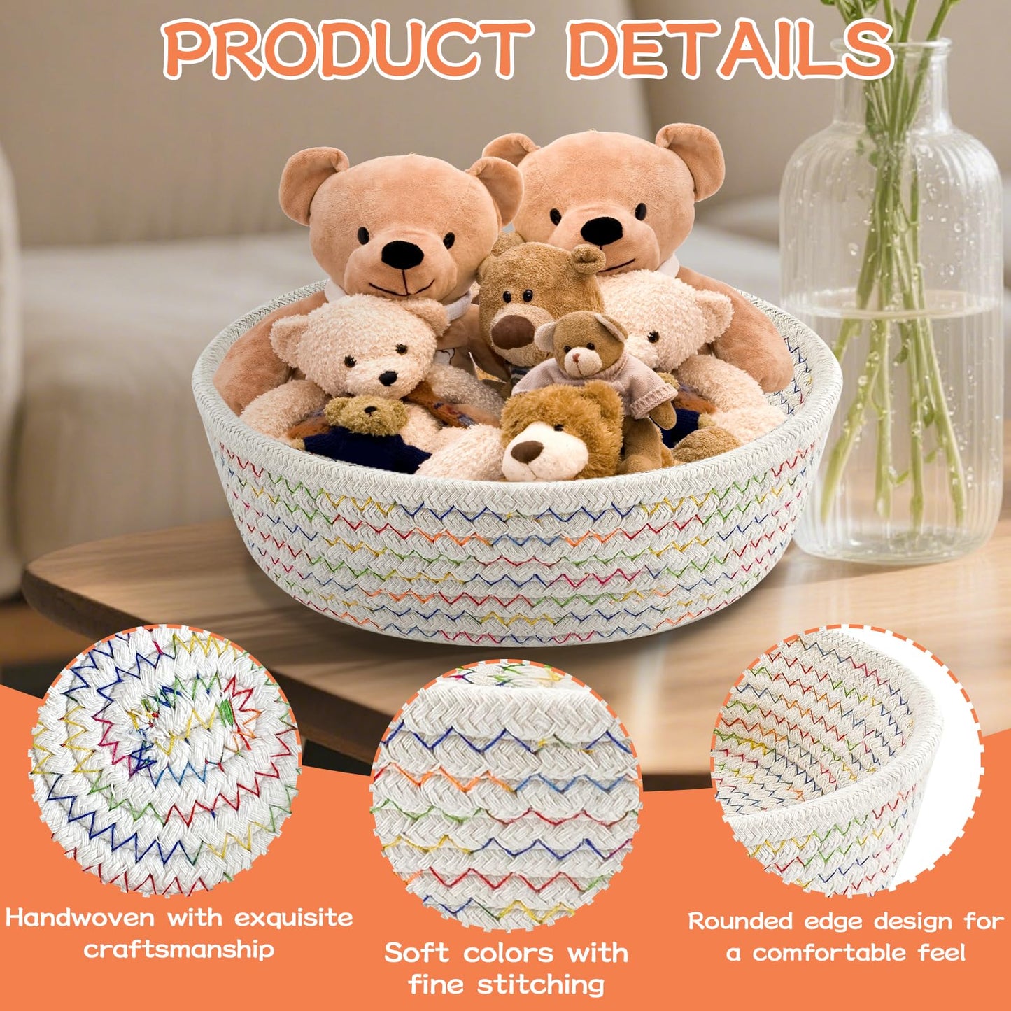 2 Pcs Cotton Rope Storage Baskets