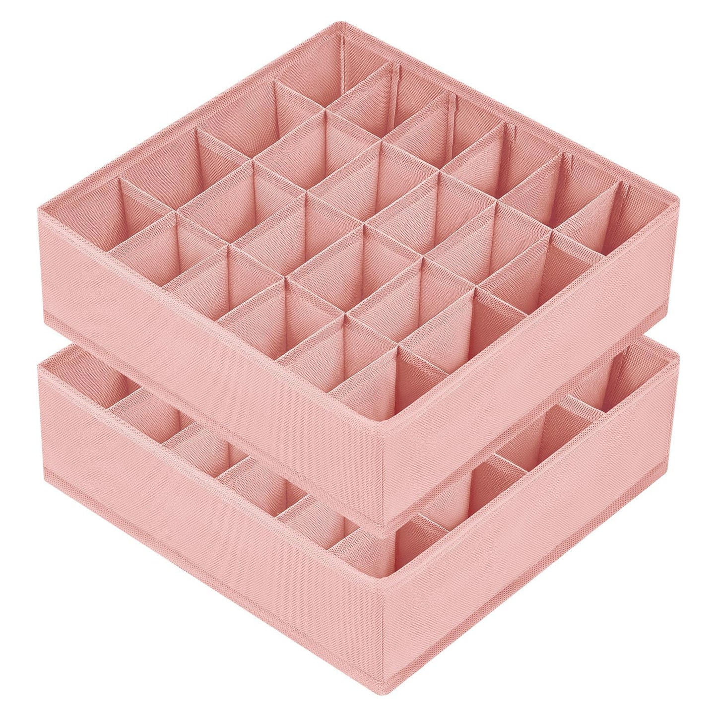 DIMJ Sock Organizer Drawer Dividers - 2 Pack Underwear Organiser, 24 Cells Collapsible Closet Organisers and Storage Sock Holders Organisers for