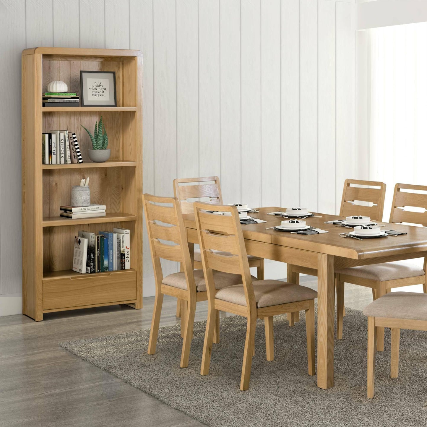 Julian Bowen Curve Oak Dining Table for 6 - H77.5 x W200 x D90cm