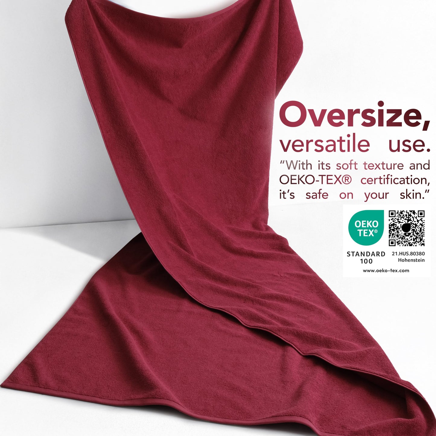 American Soft Linen Oversized Bath Sheet 40x80 Extra Large for Bathroom, 100% Cotton Turkish Jumbo Bathsheet Towels for Adults Bordeaux Red Bath Sheet