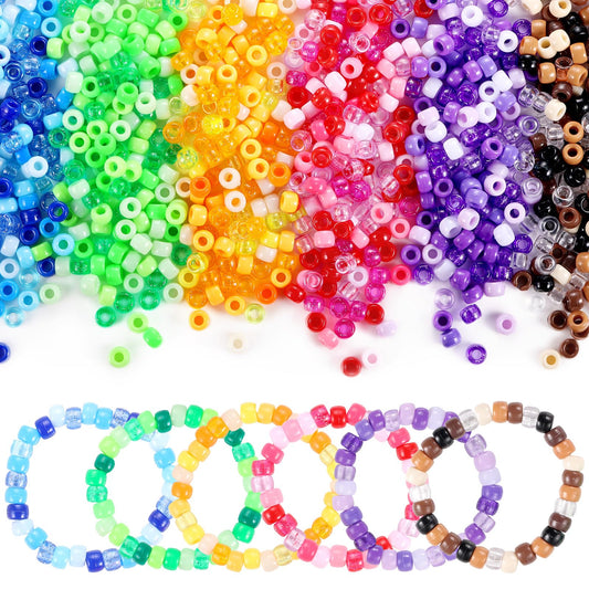 Pony Beads Bulk, 3400pcs+ Kandi Beads for Bracelets, Funtopia 36 Colors Plastic Bead for Craft, Rainbow Hair Bead for Braids for DIY Projects Jewelry