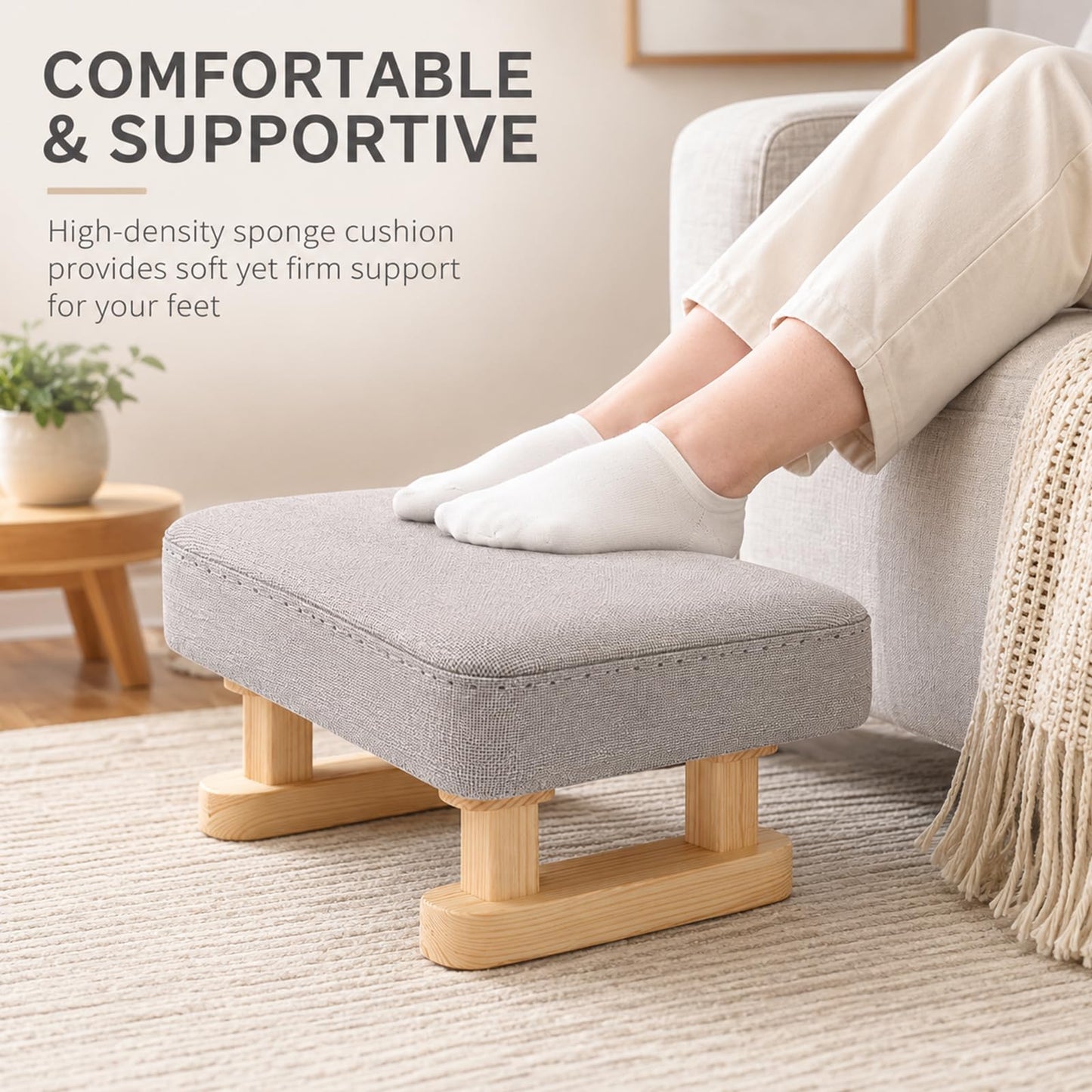 Foot Stool, Small Pouffe Footstool with Removable Cover