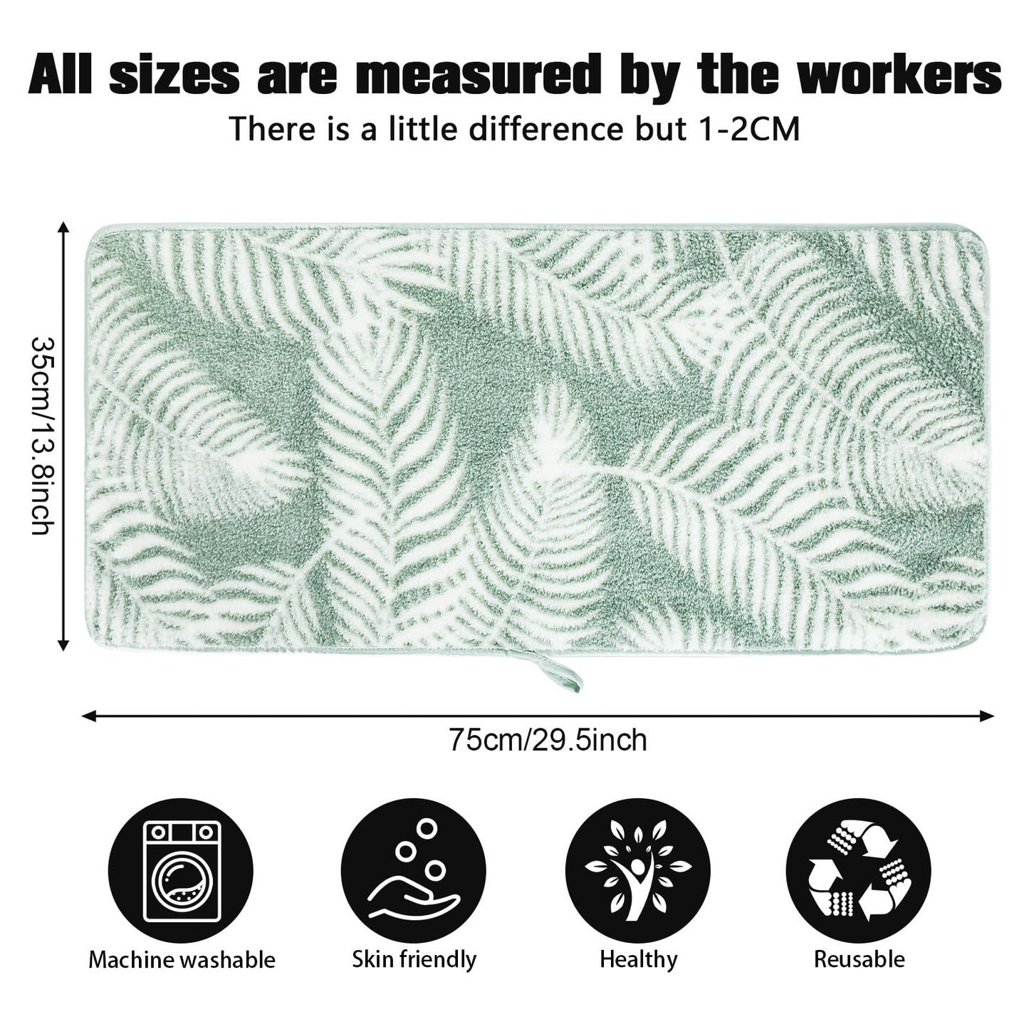 PHOGARY 1 Pack Green Leaf Towel, Reusable Soft Flannel Bath Towel Hand Body Facial Cleansing‌ Hair drying Towel for Bathroom, Kitchen, Gym, Spa