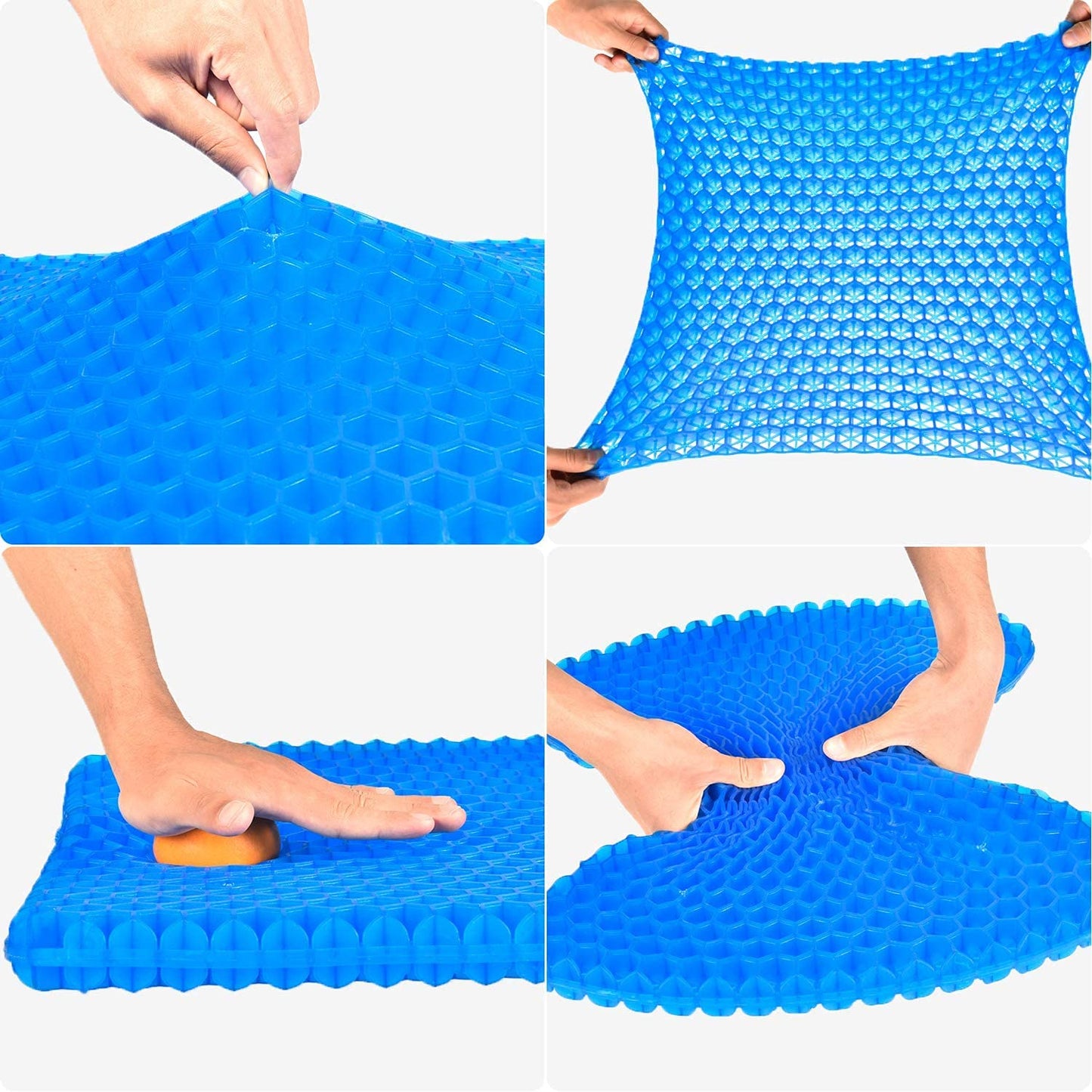 Boenkush New Gel Seat Cushion, Honeycomb Design Double Thick Gel Cushion with Relieving Back coccyx Pain Pressure