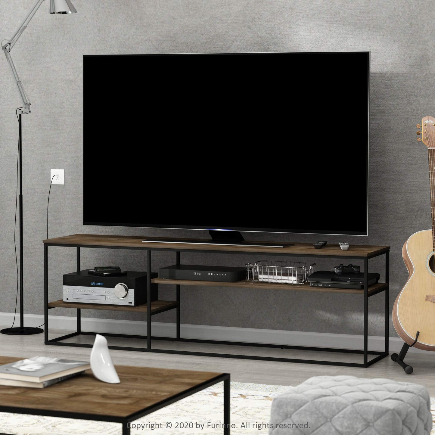 Furinno MORETTI Modern Lifestyle TV Stand, Entertainment Center for TV up to 78 Inch, for Living Room, Bedroom, Brown Walnut