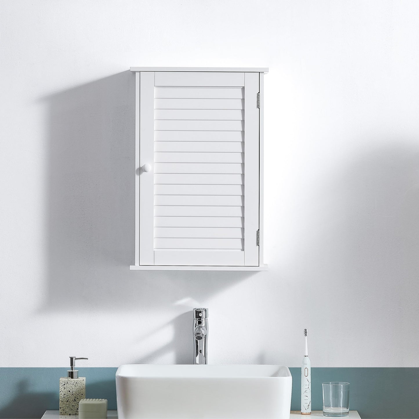 Bath Vida Bathroom Cabinet Single Door Shutter Wall Mounted Storage, White