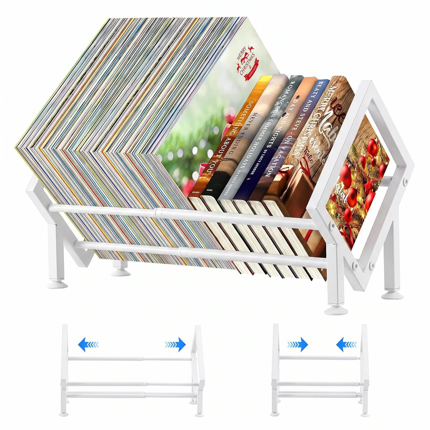 TW1TGOFT Small Bookcase - Expandable Tilting Bookshelf Desktop Metal Bookshelf for Small Spaces Assemble Desktop Bookcase Organiser for Books/ 80-100