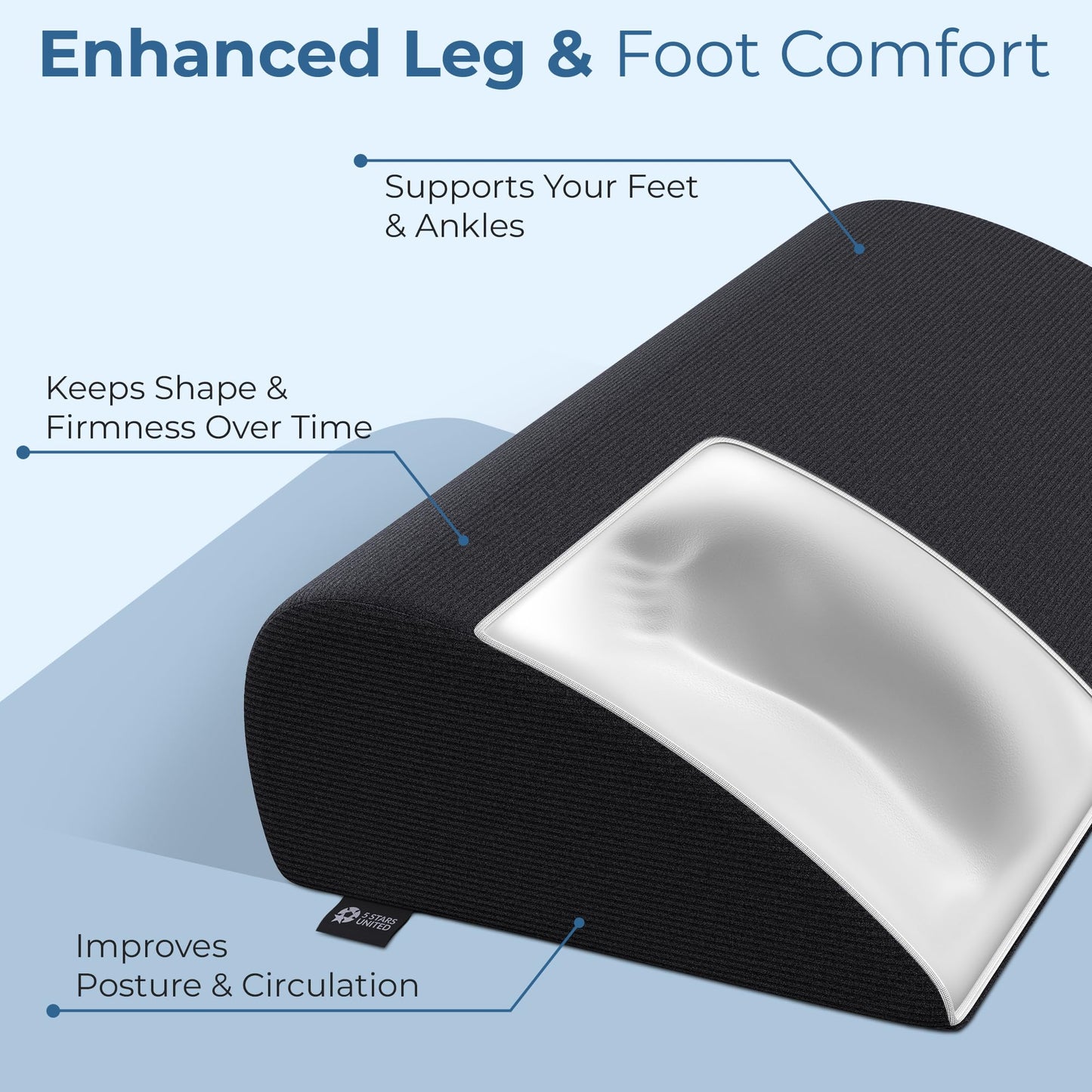 Foot Rest Under Desk Cushion - Teardrop Curve Design - Ergonomic Pad for Extra Leg, Back and Seat Support - Breathable Mesh Cover - Non-Slip Bottom