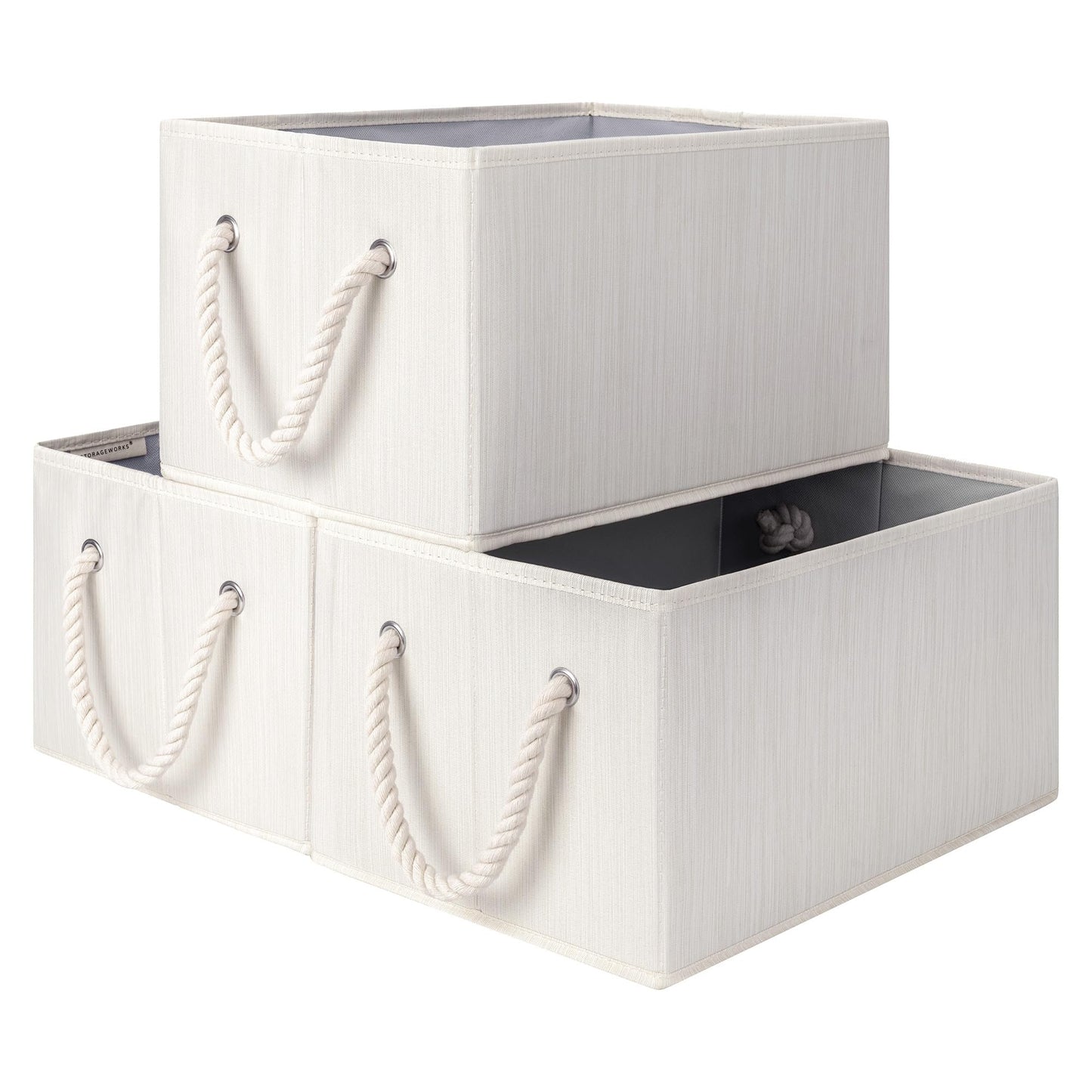 StorageWorks Large Storage Boxes for Organising, Foldable Storage Baskets for Shelves, Fabric Storage Boxes with Handles