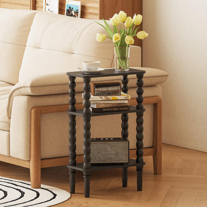 JERX 3-Tier Narrow Side Table Small End Table Black