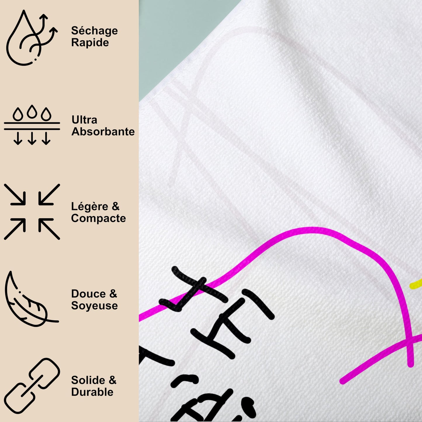 Personalised Microfibre Beach Towel with Humorous Message - Beach Towel 160 x 80 cm - Ultra Absorbent, Quick Dry
