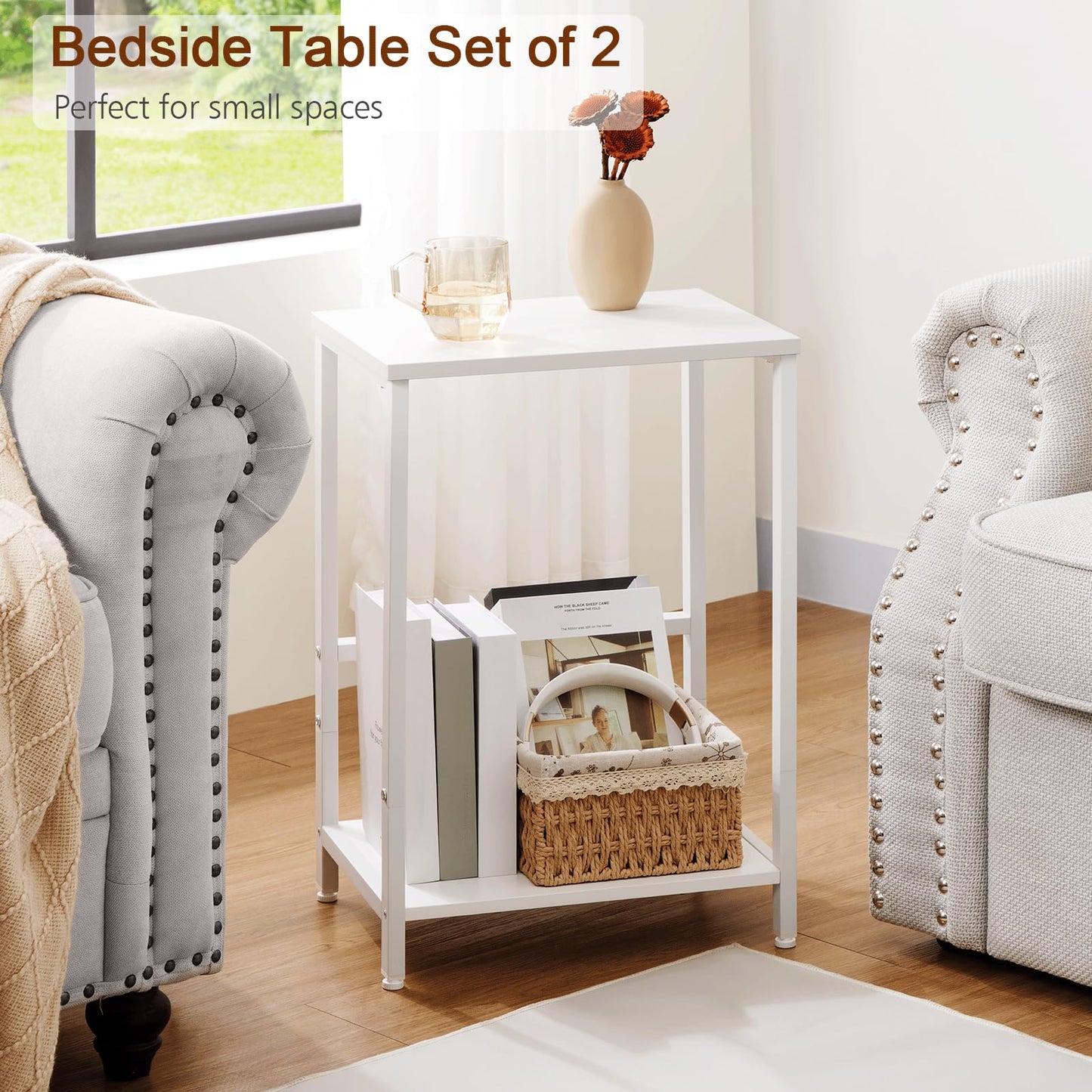 AMHANCIBLE Side Tables Set of 2, Bedside Tables, Coffee Table living room