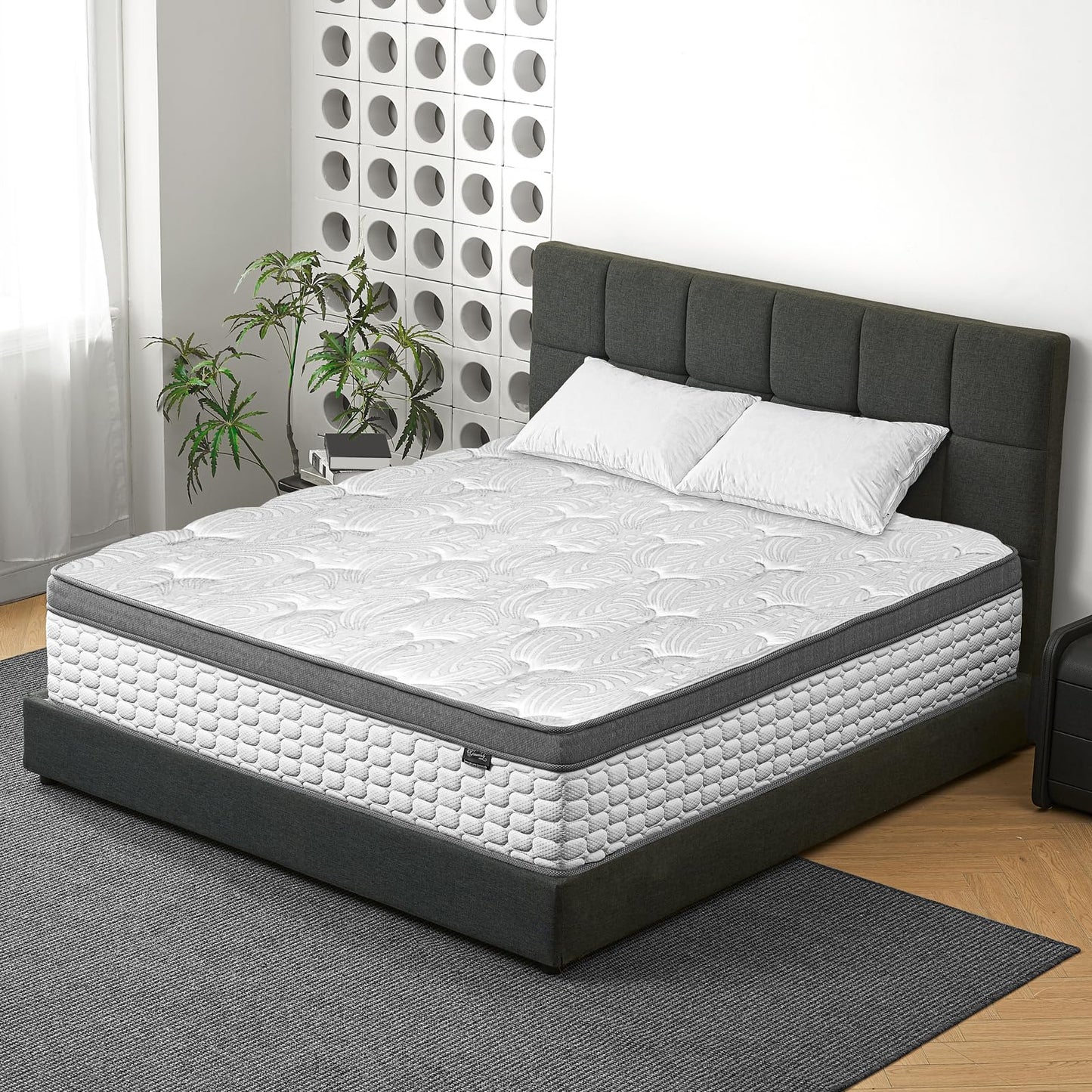 Giovanly Double Mattress, 22CM Hybrid Mattress in a box Gel Memory Foam, Pocket Springs, Medium Firm & Silent Sleep & Reinforced Edge & Pressure