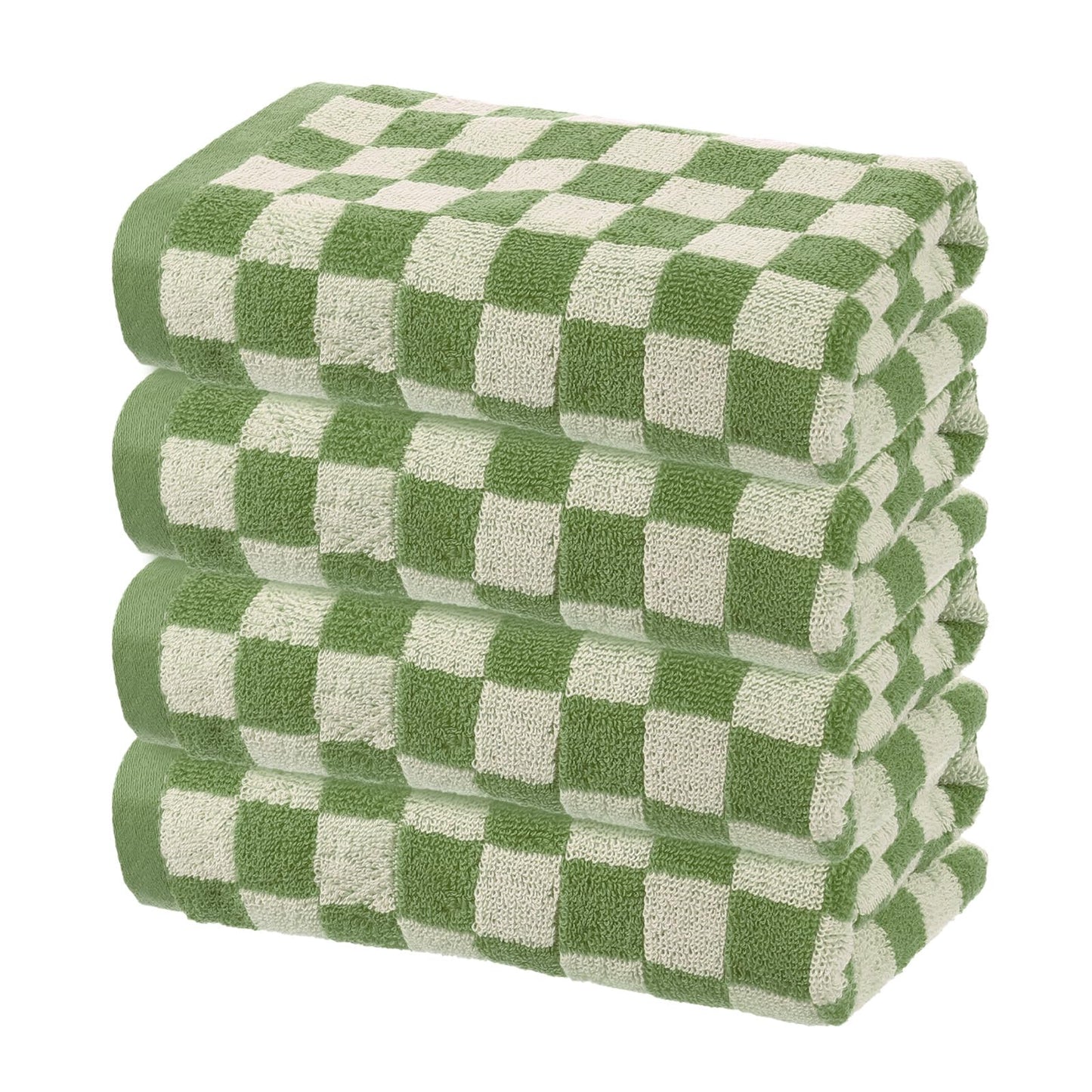 sourcing map 4 Pcs Bathroom Hand Towels Green Soft Absorbent Face Towels Cotton Wash Cloths 13 x 29 Inch Kitchen Hand Towels for Bathroom Gym Drying