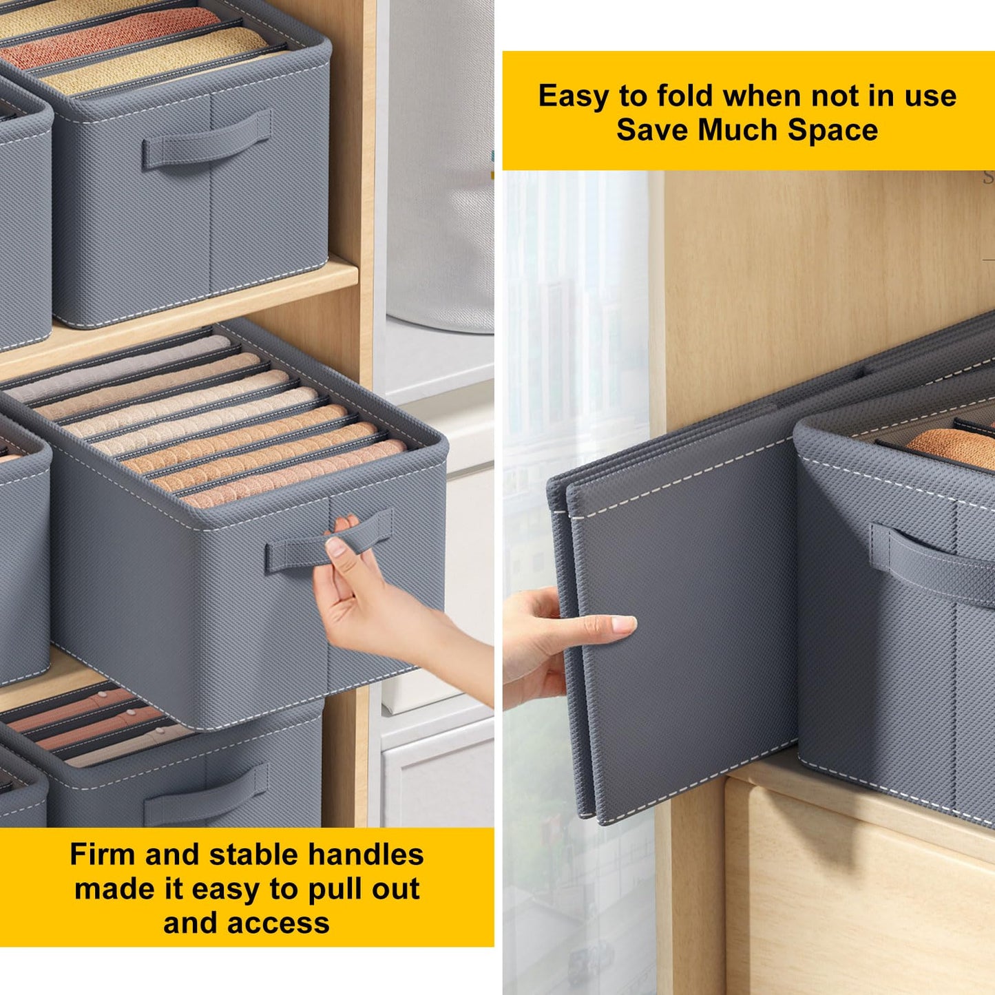 YOUNTHYE 4PCS Wardrobe Storage Organiser, 9 Grids Clothes Storage Organiser Drawers