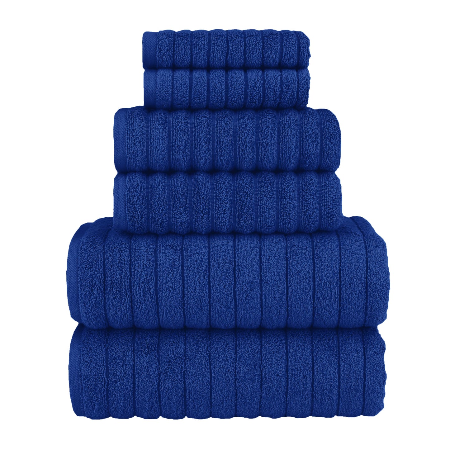 Elegant Comfort 100% Turkish Cotton Corduroy Ribbed Luxury Bath Towels 6-Piece Set, Premium Feel - Quick Dry, Highly Absorbent