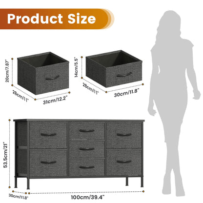 GoaHi Chest of Drawers, Small Dressers with Metal Frame and MDF Wooden Top Board, Adjustable Feet, Anti-Tip Safety
