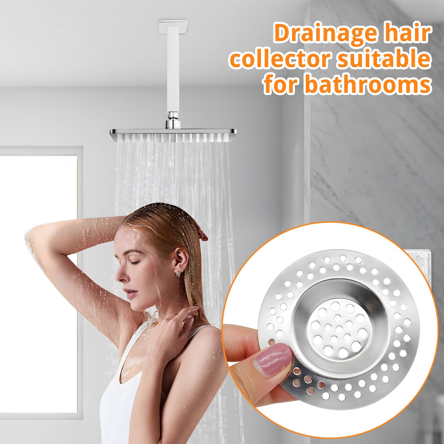 4 PCS Drain Hair Catcher, Stainless Steel Kitchen Sink Strainer Plug Shower Bathroom Plug Hole Sink Filter, Drain Protector Filter(7.3CM, 7.7CM)