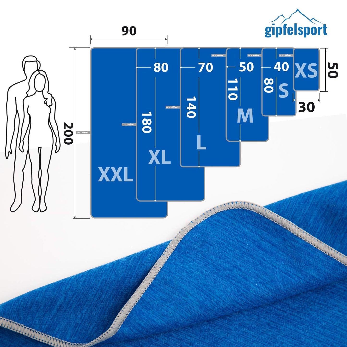 gipfelsport Microfibre Towel | Blue | XL(180x80cm)