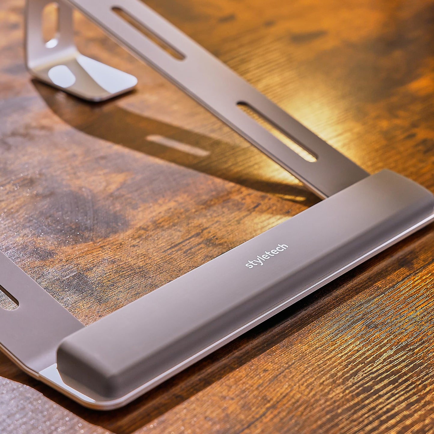 styletech Laptop Riser Stand, Super Durable with Wrist Support, Increased Airflow and Anodised Finish (Grey)