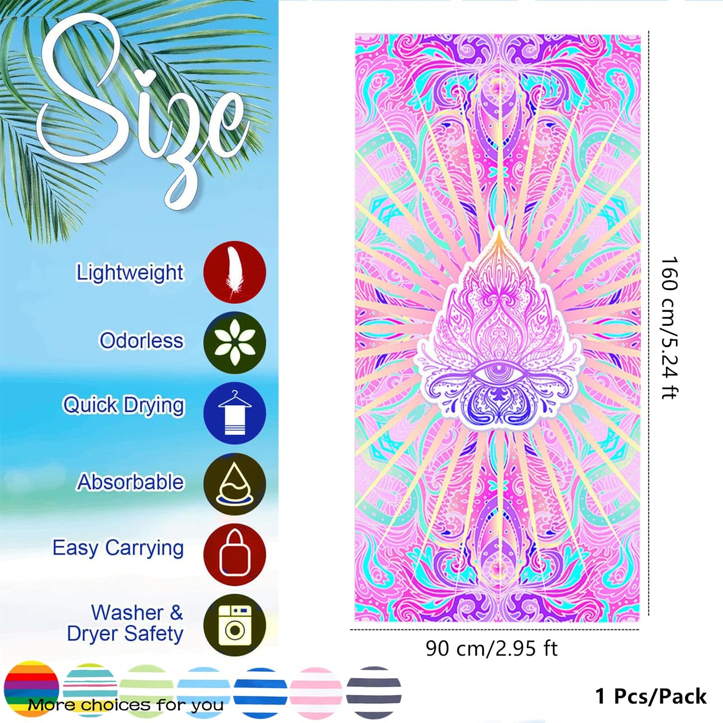Pink Sand Fibre Microfibre Beach Towel - 160x90cm, Adults, Quick Dry, Lightweight & Compact Sports Towel - Perfect for Travel, Yoga or Gym