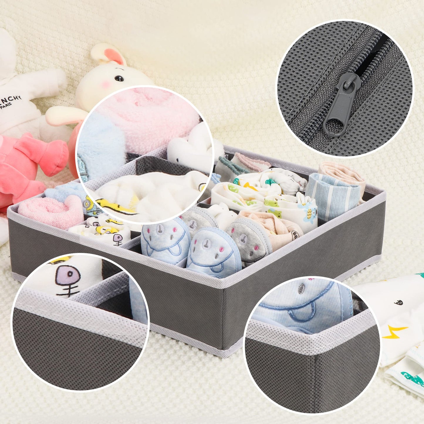 Anayra Drawer Organiser Divider - Foldable Storage Bins for Socks, Tie, Shirts - Collapsible Drawer Organisers for Home/Office