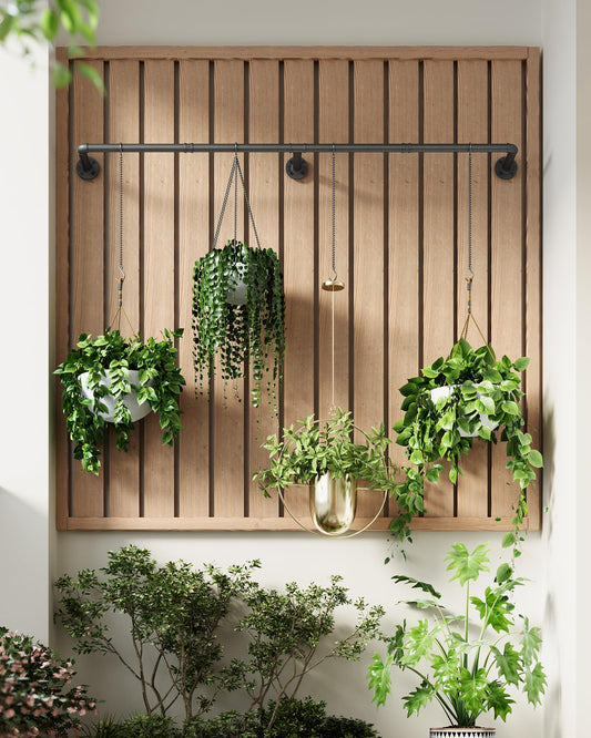 SOFITORG Plant Hanger Indoor, Hanging Planters Rod for Indoor Plants with 6 Hanging Chains, Wall Plant Hanging Rod for Window Ceiling, 65.7 Inch,