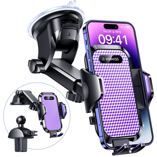 VANMASS 2026 No.1 Top BEST Car Phone Holder [Upgraded Suction & Clip] Ultimate Military-grade Universal Mobile Cell Mount Windscreen Dashboard Van