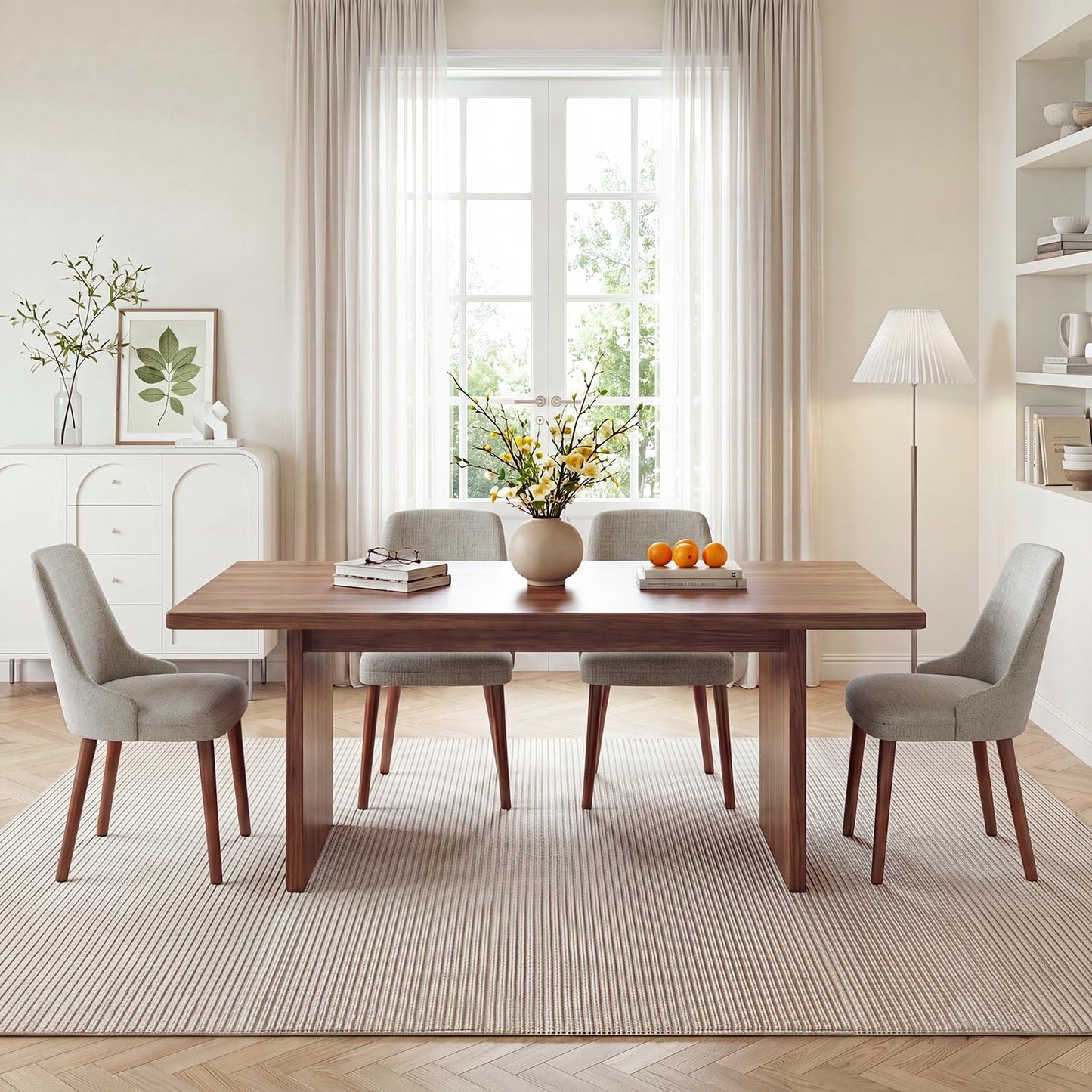 Dining Chairs Set of 4, Upholstered Dining Room Chairs with Ergonomic High Back, Thick Padded Seat, Skin-Friendly Fabric