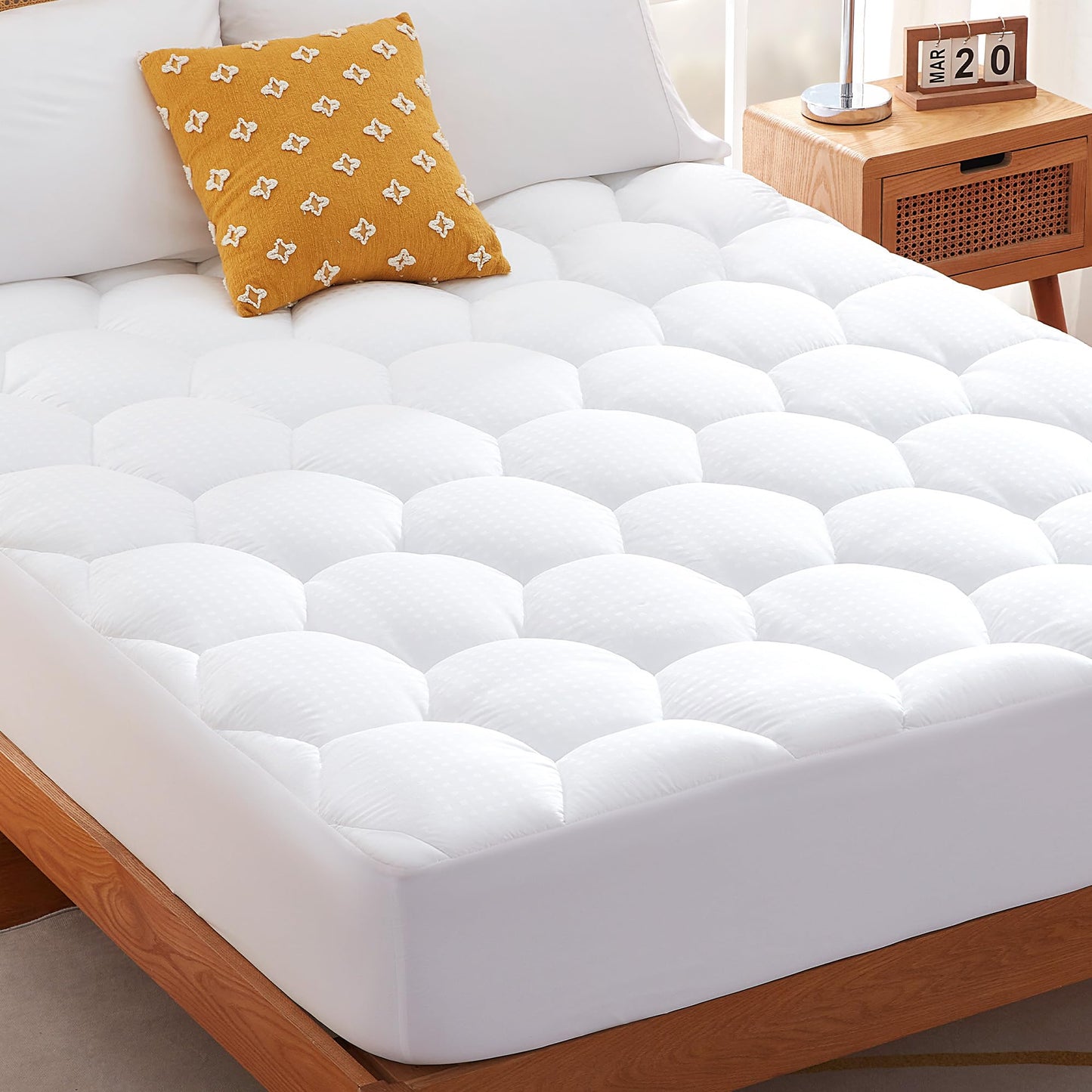 Sonive Mattress Protector 180 x 200 cm, Mattress Protector Covers for Mattress Toppers up to 38 cm, Oeko-Tex Certified Mattress Topper, Grey