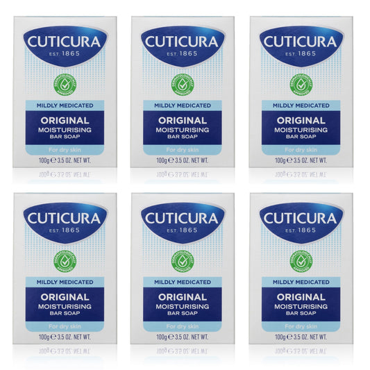 CUTICURA Mildly Medicated Bar Soap 100g 6 PACK VALUE. Skin Soothing Anti-bacterial. Allantoin & Glycerin to Prevent Minor Infections & Irritations.
