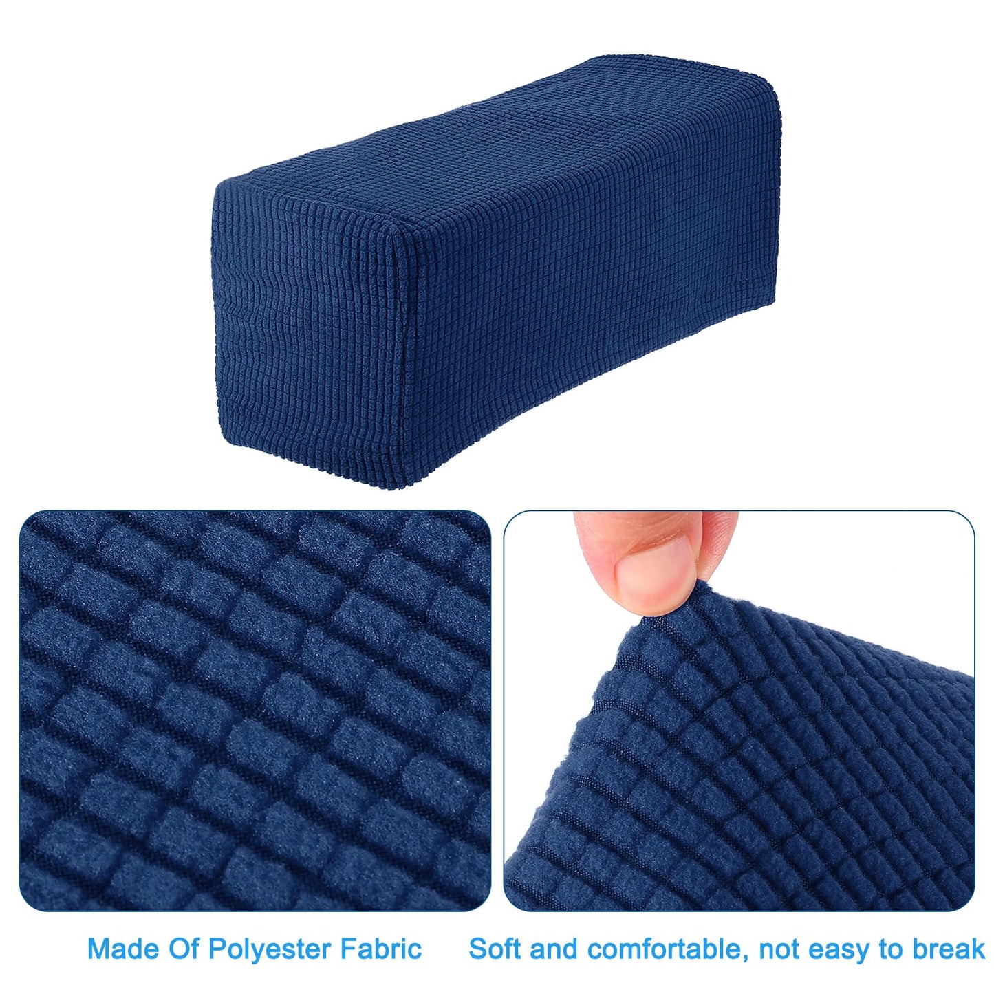 sourcing map 2pcs Stretch Armrest Covers for Chairs/Sofas, Couch Arm Covers with Twist Pin, Furniture Protector Slipcovers Navy Blue