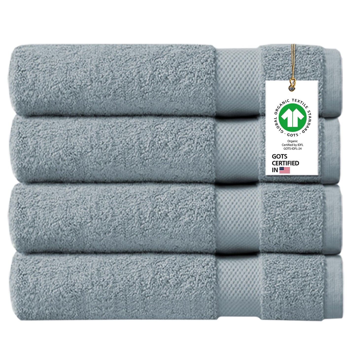 Delara 100% Organic Cotton Towels 650 GSM Plush Feather Touch Quick Dry Bath Towel, Pack of 4 GOTS Certified, Oeko-Tex Green Certified